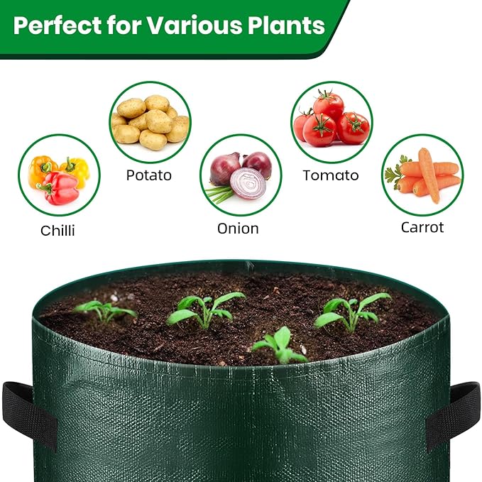 10 Gallon 3-Pack Potato Grow Bags, Heavy Duty PE Fabric Pots - Image 2