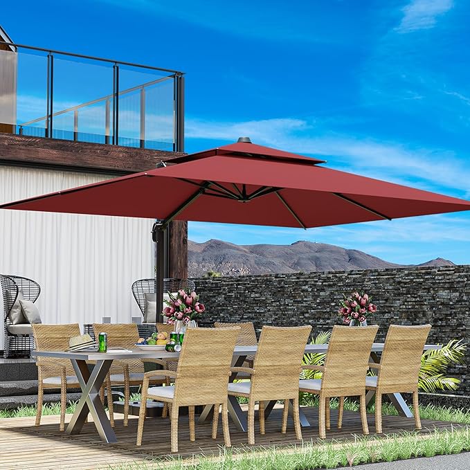 10x13FT Cantilever Outdoor Patio Umbrellas，Double Top Large Rectangle Umbrella - Image 7