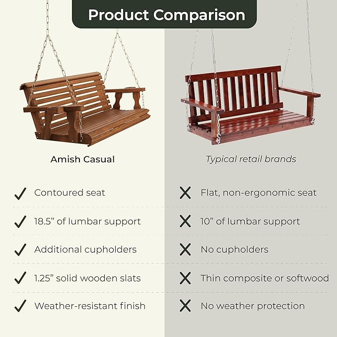 Amish Casual 3 Foot Roll Back Porch Swing - Image 2