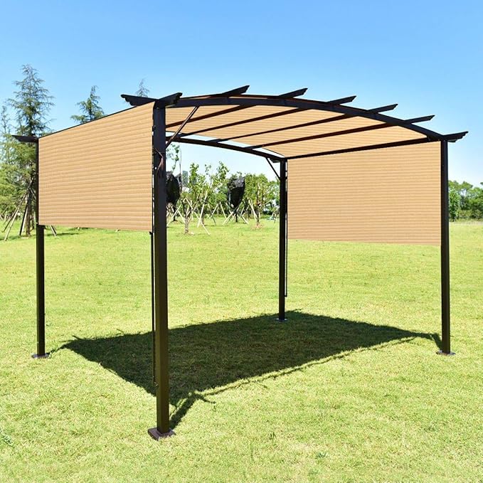 Eden's Decor Straight Flat-Edged Sun Shade Sail Rectangular 5' x 15' Beige - Image 5