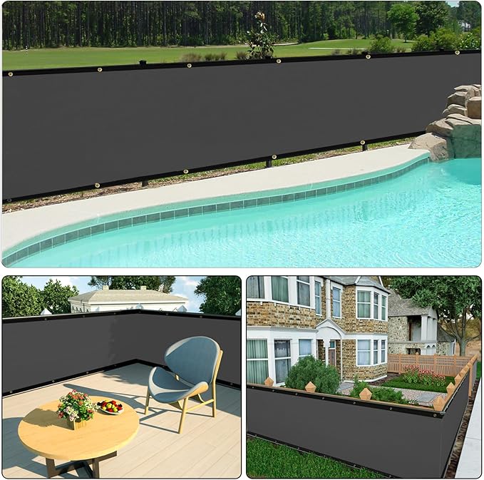 UPGRADE Privacy Fence Screen 6'x40' Dark Grey Outdoor 90% Visibility Blockage - Image 6