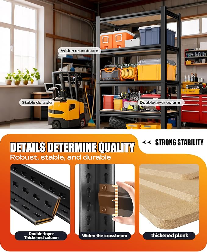 AOAORRG Set of 4 Garage Shelving Heavy Duty Storage Shelves, Metal Adjustable - Image 7
