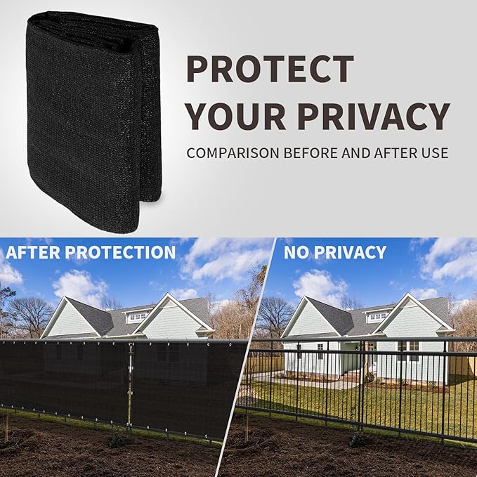 LOVE STORY Custom Size 3'x14' Black Balcony Privacy Screen, UV Block Privacy - Image 5