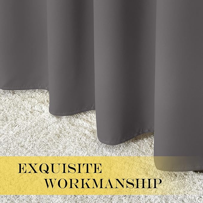 NICETOWN Blackout Grey Curtain 72 inch Length, Grommet Room Darkening Thermal - Image 6