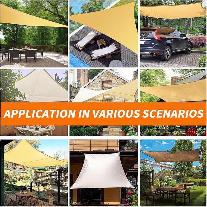 12' x 16' Rectangle Sun Shade Sail Canopy UV Block Sunshade - Image 5