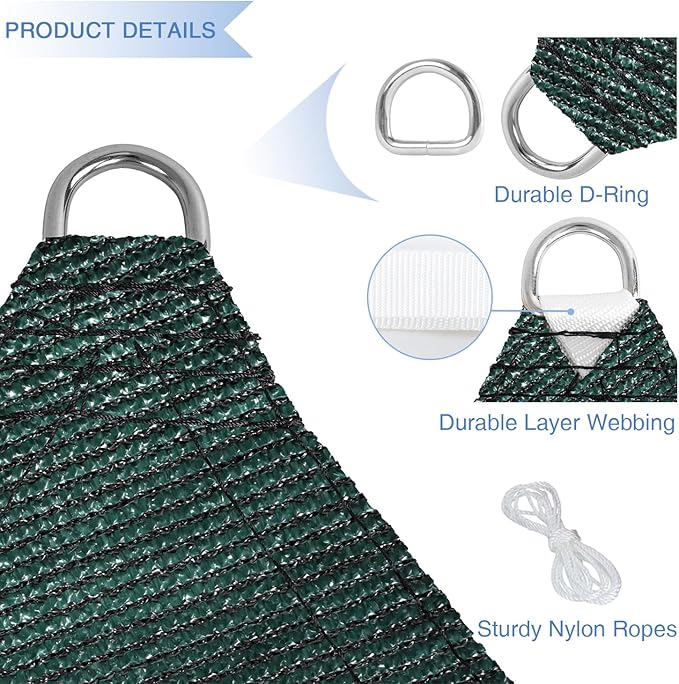 E&K Sunrise 14' x 14' x 14' Sun Shade Sail Triangle Canopy Shade Cover UV Block - Image 4