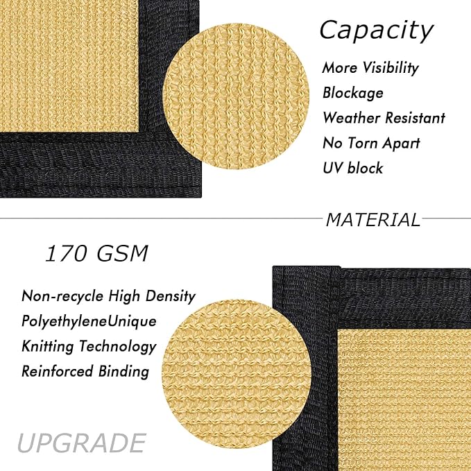 UPGRADE Privacy Fence Screen 4'x3' Sand Outdoor 90% Visibility Blockage 170 GSM - Image 2
