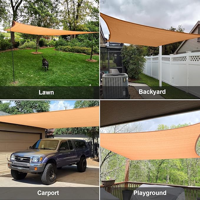 SUNLAX Sun Shade Sail 7' x 9' Peach Fuzz Rectangle Canopy Sail Shade Cover UV - Image 7