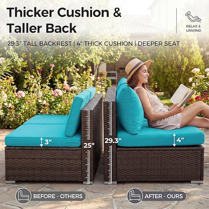NICESOUL 6 Piece L-Shaped Patio Furniture Set - Image 7