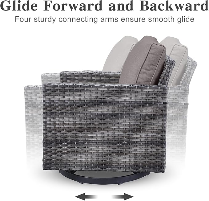 Belord Wicker Chairs Outdoor Bistro Set Oversize Patio Swivel Rocker, Rattan - Image 5
