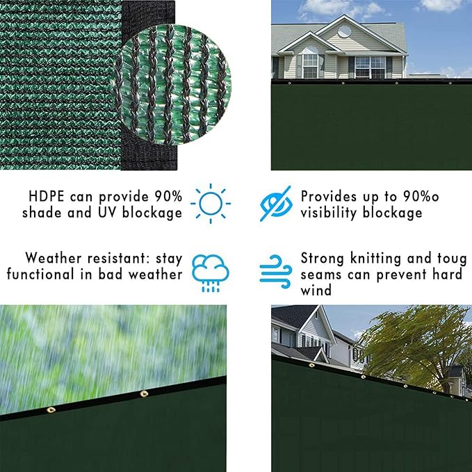 UPGRADE Privacy Fence Screen 3'x3' Dark Green Outdoor 90% Visibility Blockage - Image 6