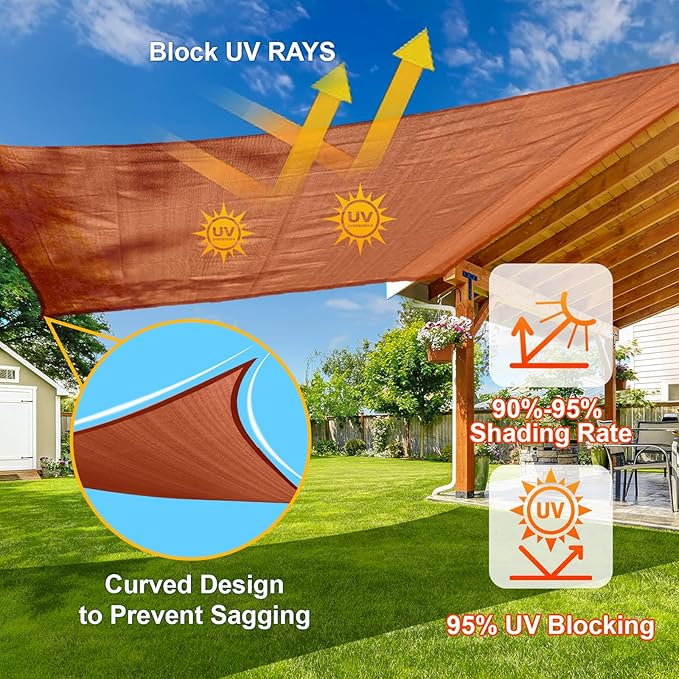 SUNLAX Sun Shade Sail 6' x 18' Terra Red Rectangle Canopy Sail Shade Cover UV - Image 4