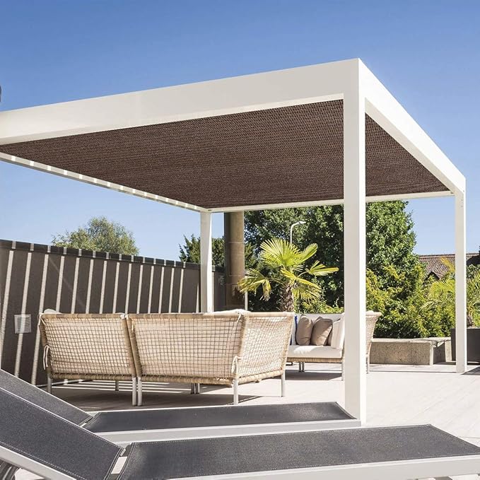 Eden's Decor Straight Flat-Edged Sun Shade Sail Rectangular 9' x 21' Brown - Image 6