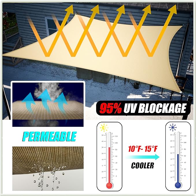 Amgo Custom Size 12' x 24' x 26.8' Turquoise Triangle Sun Shade Sail Order to - Image 4