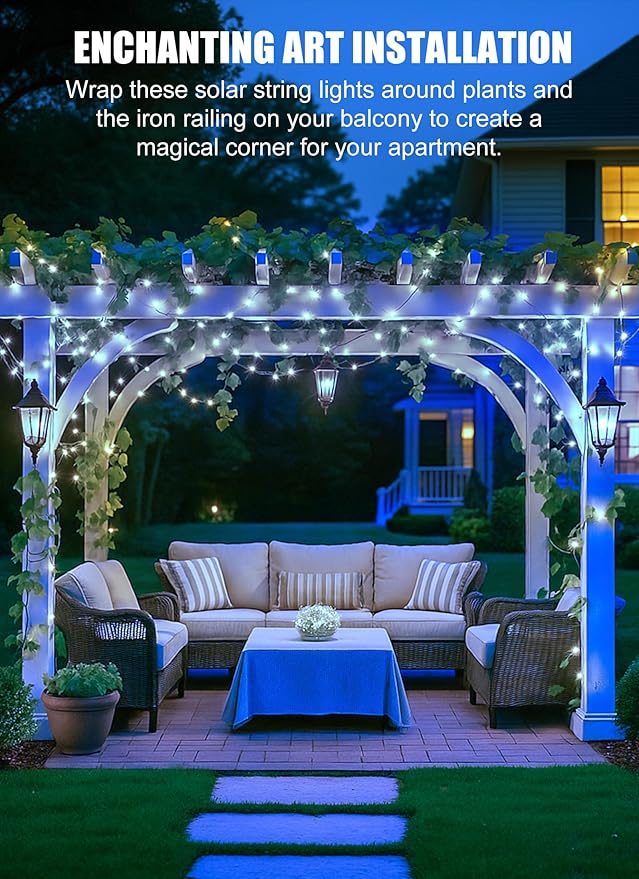 Brightown Outdoor Solar String Lights, 2 Pack 33 Feet 100 Led Solar Powered - Image 2