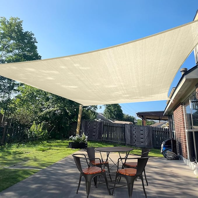 SUNLAX Sun Shade Sail 10' x 16' Butter Cream Rectangle Canopy Sail Shade Cover by SUNLAX