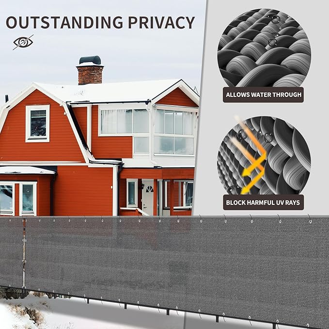 LOVE STORY Custom Size 2'6''x23' Dark Grey Balcony Privacy Screen, UV Block - Image 4
