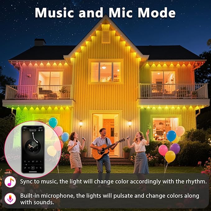 150FT Permanent Outdoor RGB Lights, IP67 Waterproof Smart Eave Lighting - Image 6