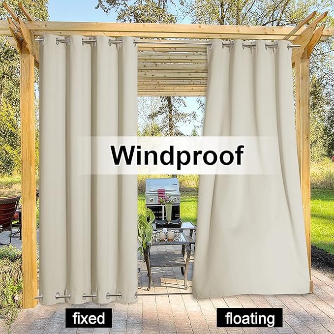 NICETOWN Outdoor Patio Curtain Windproof Double Grommets, Thermal Insulated - Image 3