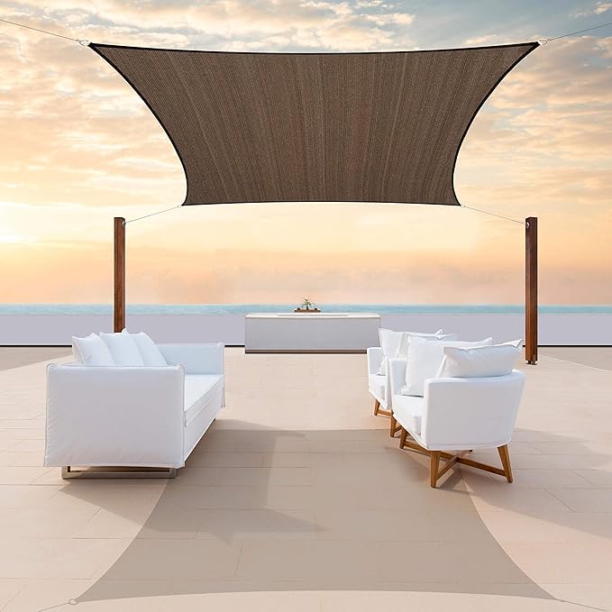 ColourTree TAPR1616 Custom Size 8' x 23' Brown Sun Shade Sail Canopy UV Block by ColourTree