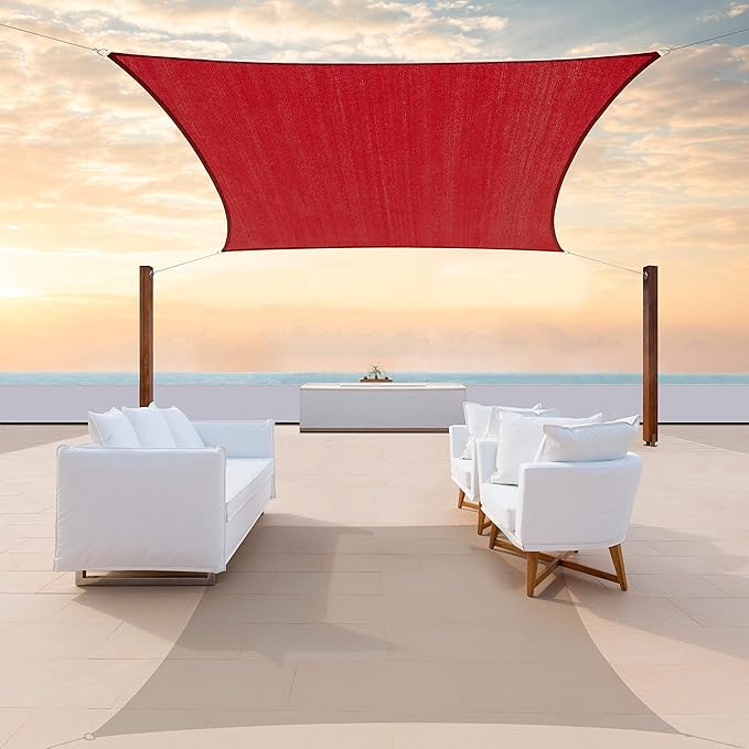 ColourTree TAPR1616 Custom Size 6' x 13' Red Sun Shade Sail Canopy UV Block by ColourTree