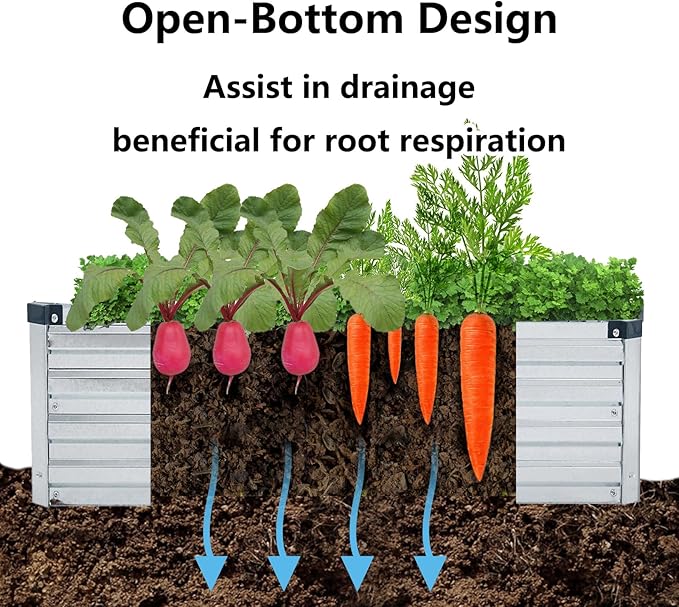 2 Pack 8x4x1FT Galvanized Raised Garden Bed Kit, Outdoor Metal Planter Box - Image 3