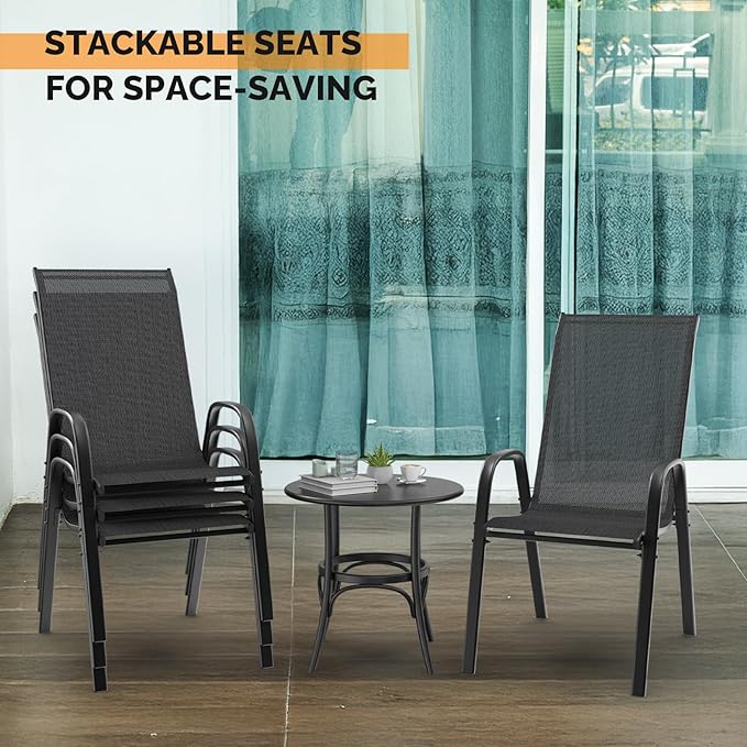 VINGLI Patio Chairs Set of 4 – Stackable Outdoor Dining Chairs - Image 6