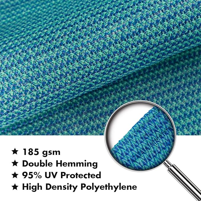 KANAGAWA 9'X14' Turquoise Mix Custom Size Sun Shade Sail Rectangle UV Block - Image 4