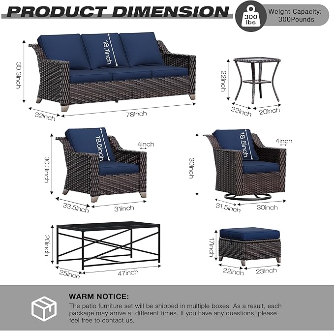 Joyside Swivel Patio Chairs Set of 2, Wicker Patio Furniture - Image 2