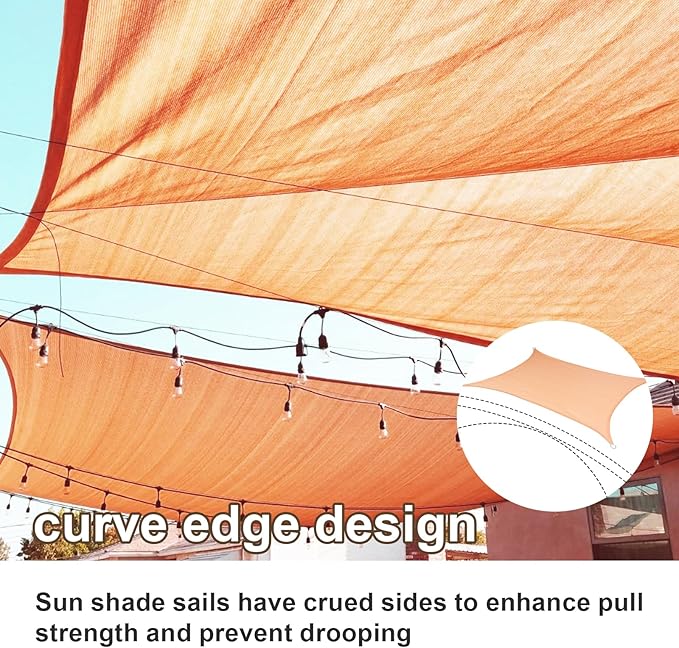 SUNLAX Sun Shade Sail 12' x 15' Peach Fuzz Rectangle Canopy Sail Shade Cover UV - Image 2