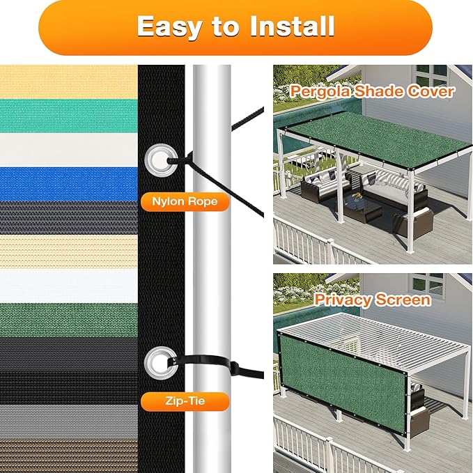 Artpuch Outdoor Pergola Shade Cover 7' X 7' Sun Shade Cloth - Image 5