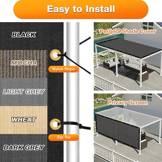 Artpuch Outdoor Pergola Shade Cover 7x18 FT Sun Shade Cloth - Image 5
