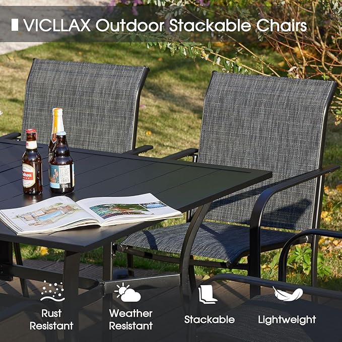 VICLLAX Large Patio Dining Furniture Set, Outdoor Dining Set - Image 3
