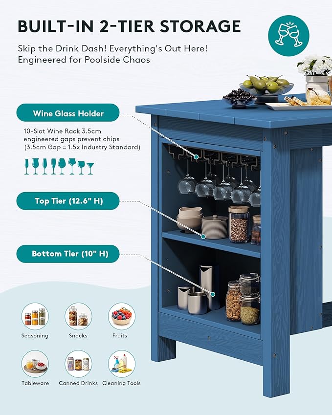 SERWALL 10-Piece HDPE Counter Height Dining Table Sets - Image 4