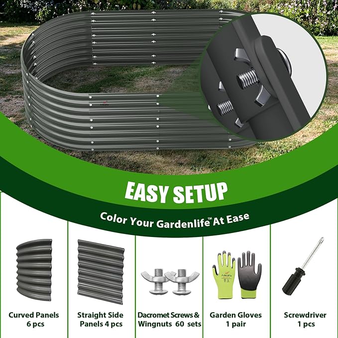 A ANLEOLIFE 8X4X2 ft Galvanized Raised Garden Beds Outdoor, Oval Large Metal - Image 7