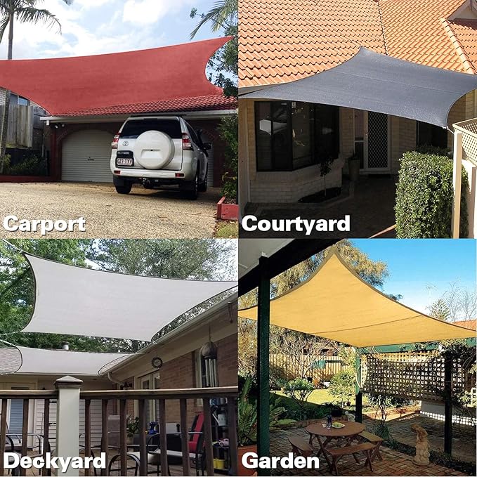 KANAGAWA Sun Shade Sail 10'x13' Dark Green Rectangle UV Block Canopy Awning - Image 7