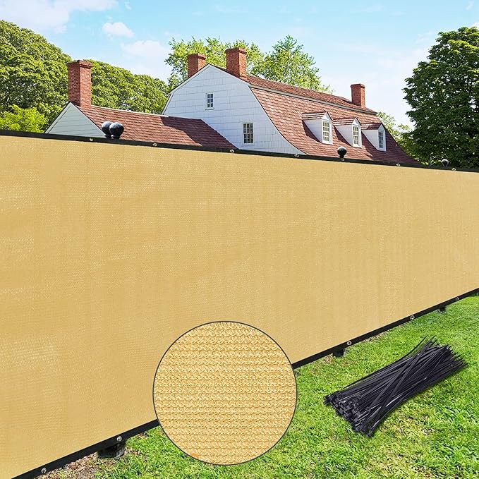 UPGRADE Privacy Fence Screen 6'x44' Sand Outdoor 90% Visibility Blockage 170 by UPGRADE