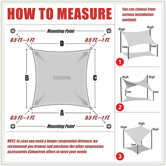 ColourTree TAPR1616 Custom Size 17' x 22' Blue Sun Shade Sail Canopy UV Block - Image 6