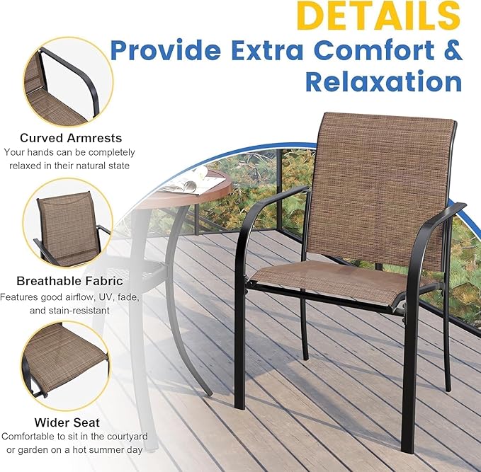 VICLLAX Patio Dining Set for 6, All Weather Metal Outdoor Furniture Set- 47" - Image 2
