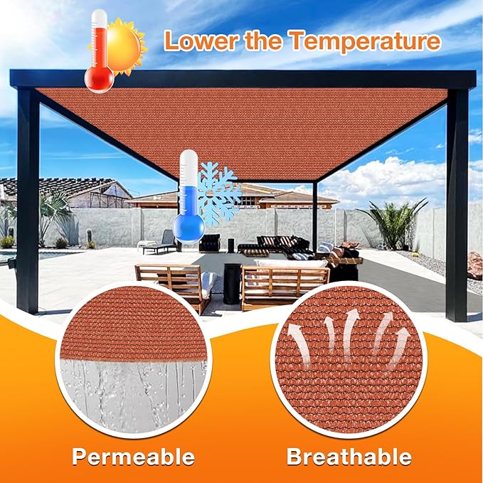 Artpuch 90% Sun Shade Cloth, 8 x 14 FT Pergola Shade Cover Canopy - Image 4