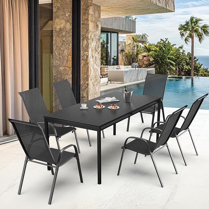 VINGLI 4 Pack Stackable Outdoor Bar Chairs – High Back Sling Chairs - Image 9
