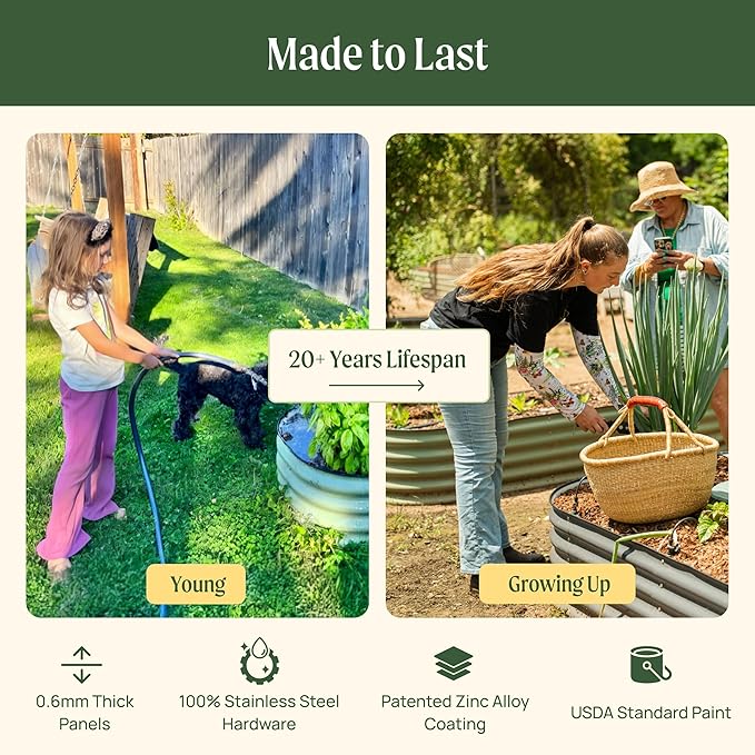 Vego garden 17" Tall 42" Round Raised Garden Bed Metal Raised Bed Planter Box - Image 4