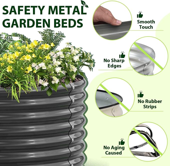 A ANLEOLIFE 8X4X2 ft Galvanized Raised Garden Beds Outdoor, Oval Large Metal - Image 5