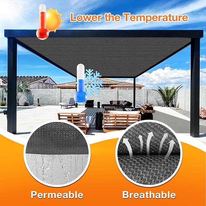 Artpuch Outdoor Pergola Shade Cover 8x8 FT Sun Shade Cloth - Image 4