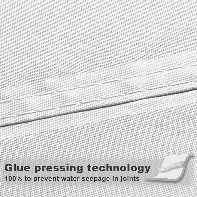 SUNNY GUARD Waterproof Sun Shade Sail 9' x 14' White Rectangle UV Block Sunshade - Image 3
