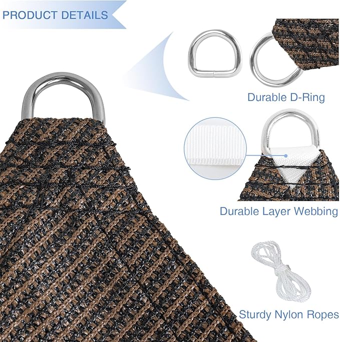 E&K Sunrise 27' x 27' x 27' Sun Shade Sail Triangle Canopy Shade Cover UV Block - Image 4