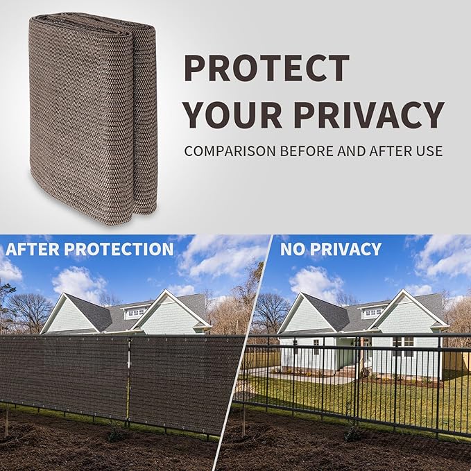LOVE STORY Custom Size 3'x32' Brown Balcony Privacy Screen, UV Block Privacy - Image 5