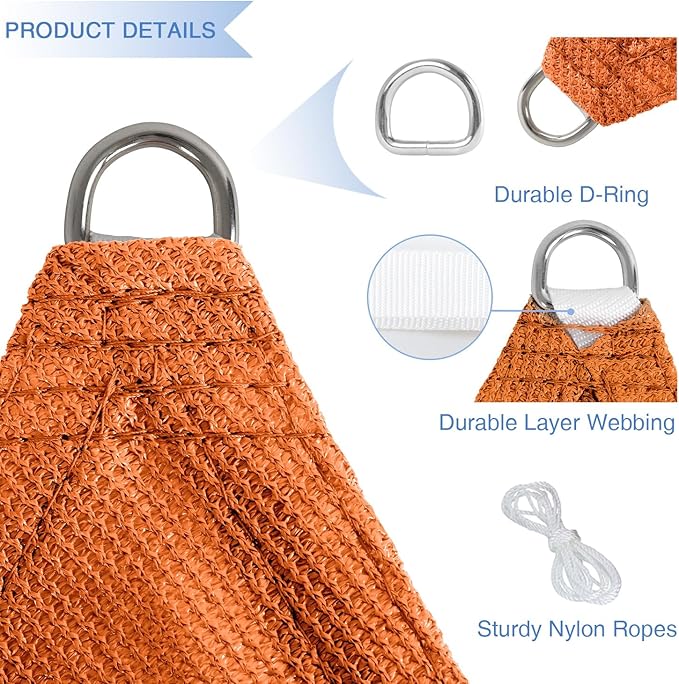 E&K Sunrise 3' x 3' x 3' Sun Shade Sail Triangle Canopy Shade Cover UV Block - Image 4