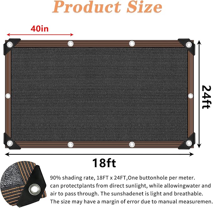 QLOFEI 18 x 24 FT Shade Cloth for Garden, 80% Sunblock Shade Neting Cover - Image 2