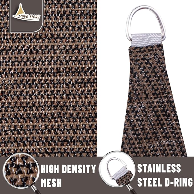LOVE STORY Custom Size 6'x12' Brown Sun Shade Sail Rectangle UV Block Canopy - Image 5